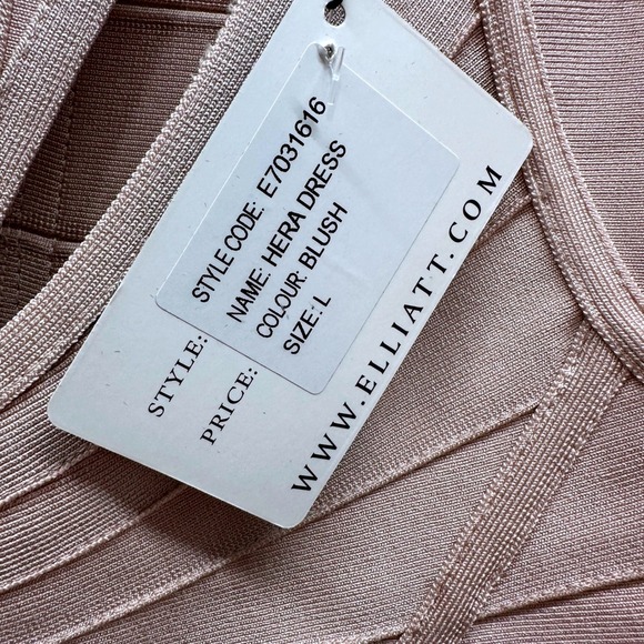 ELLIATT x Revolve Hera Dress Blush Pink Cutout Bandage Bodycon Flare Size L New - Picture 6 of 11